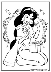 Printable page: Gift for Jasmine from the "Disney Princess Coloring Pages" series