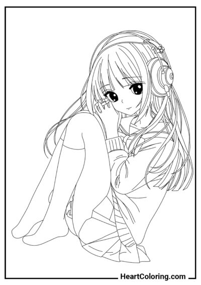 Garota sonhadora - Desenhos de Meninas de Anime para Colorir