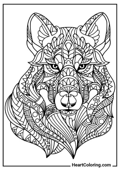 Cabeça de lobo - Desenhos Antiestresse para Colorir
