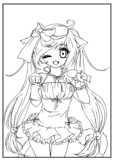 Bright girl - Anime Girl Coloring Pages