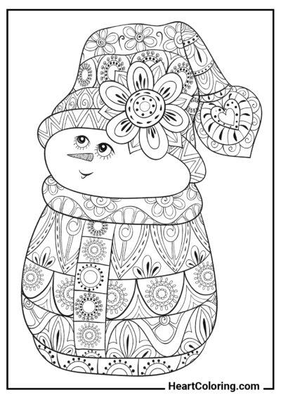 Muñeco de nieve - Dibujos Antiestrés para Colorear