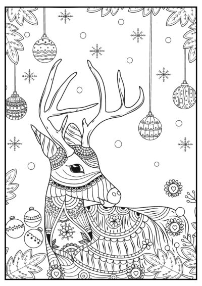 Ciervo de Navidad - Dibujos Antiestrés para Colorear