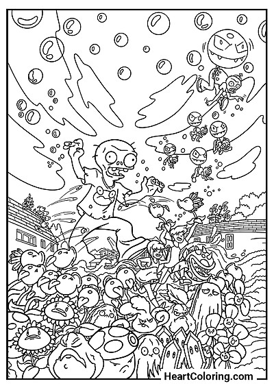 Zumbis Esmagando as Plantas Desenho para imprimir: Zumbis Esmagando as Plantas