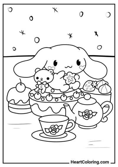 Tea party - Cinnamoroll Coloring Pages