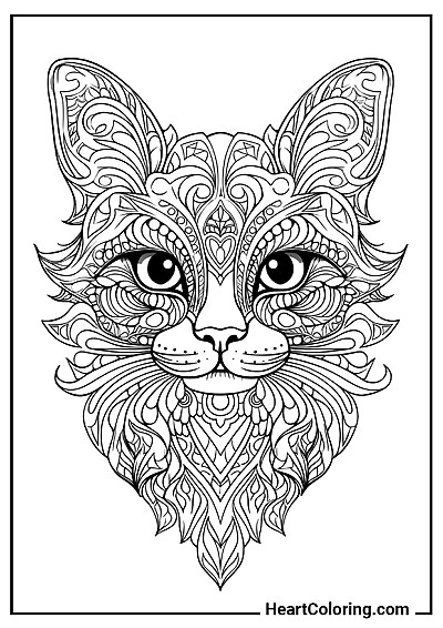 Art activity: Cat Head – print and color
