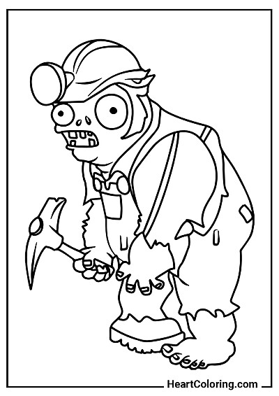 Zombie Górnik Zombie Górnik — kolorowanka z kategorii "Kolorowanki Plants vs. Zombies"