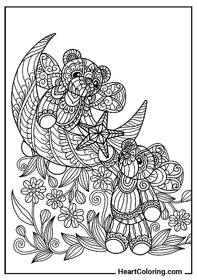 Adorable Teddy Bears – free printable coloring page