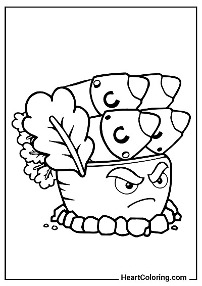 Carota Razzo Carota Razzo — disegno popolare dalla serie "Disegni di Piante contro Zombi da Colorare"