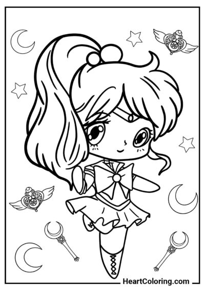 Kolorowanka Urocza anime baletnica — pliki PDF i JPG