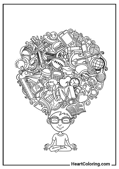Color this image: Whirl of Thoughts from the "Stress Relief Coloring Pages" series