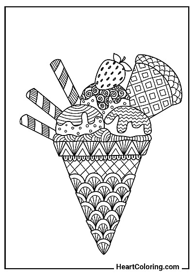 Decorated Ice Cream – print-ready coloring design