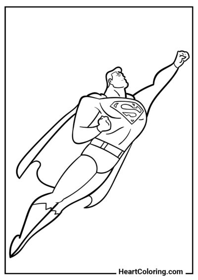 Vol de Superman - Coloriage Superman