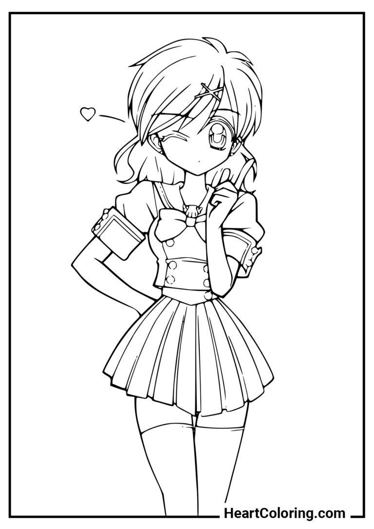 Anime Girl Coloring Pages for Printing on A4 | HeartColoring