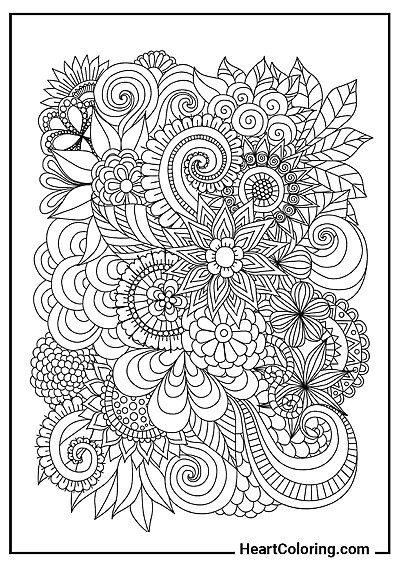 PDF coloring image: Floral and Leaf Ornament