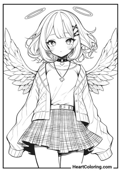 Anime angel - Anime Girl Coloring Pages