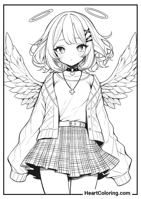 Anime angel - Anime Girl Coloring Pages