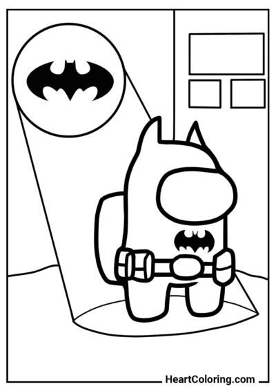 Batman en el juego Among As - Dibujos de Batman para Colorear