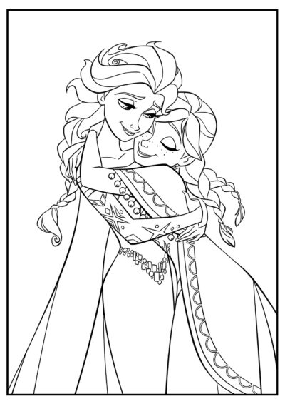 Elsa e Anna - Desenhos de Princesas da Disney para Colorir