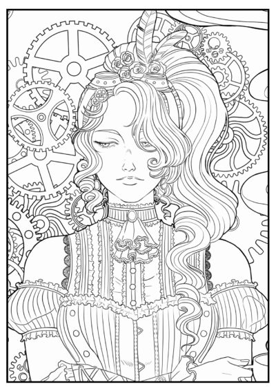 Steampunk girl - Adult Coloring Pages
