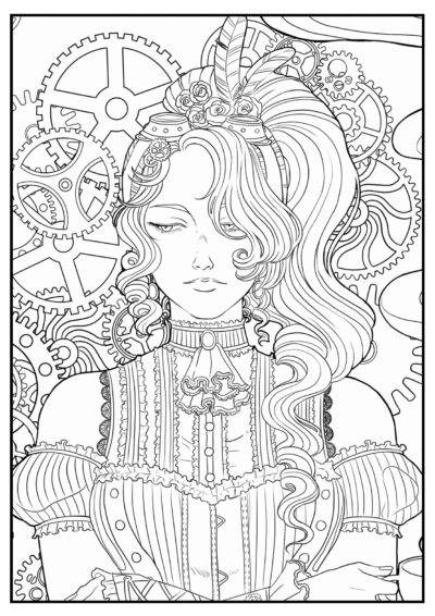 Fille steampunk - Coloriages pour Adultes