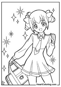 Desenho para imprimir: Estudante animada em estilo anime