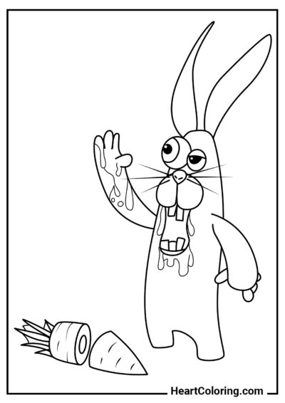 Crazy Carrot Killer - Bunnies and Rabbits Coloring Pages