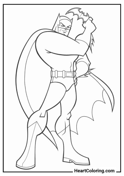 Superhero with shuriken - Batman Coloring Pages