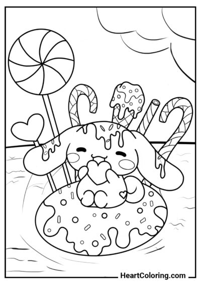 Douce embarcation - Coloriage Cinnamoroll