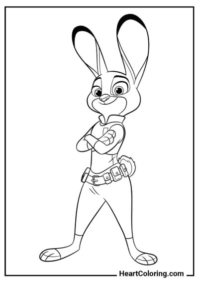 Policial Judy Hopps - Desenhos de Coelhos para Colorir