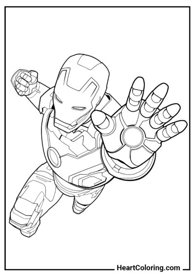 Coup de pied d’Iron Man - Coloriages Iron Man