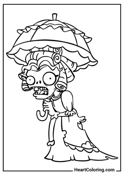 Zumbi de guarda-chuva - Desenhos de Plants vs. Zombies para Colorir