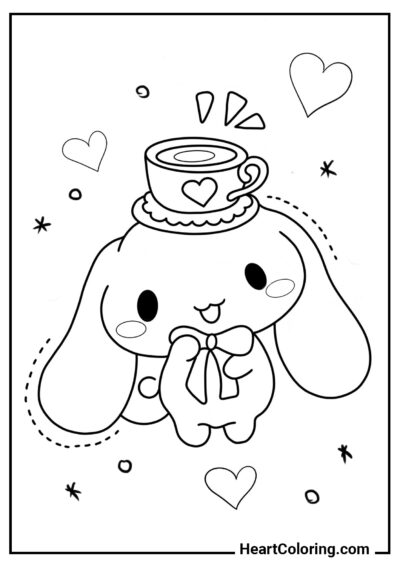 Cinnamoroll en tant que serveur - Coloriage Cinnamoroll