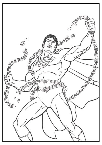 Super-herói quebra as correntes - Desenhos do Superman para Colorir