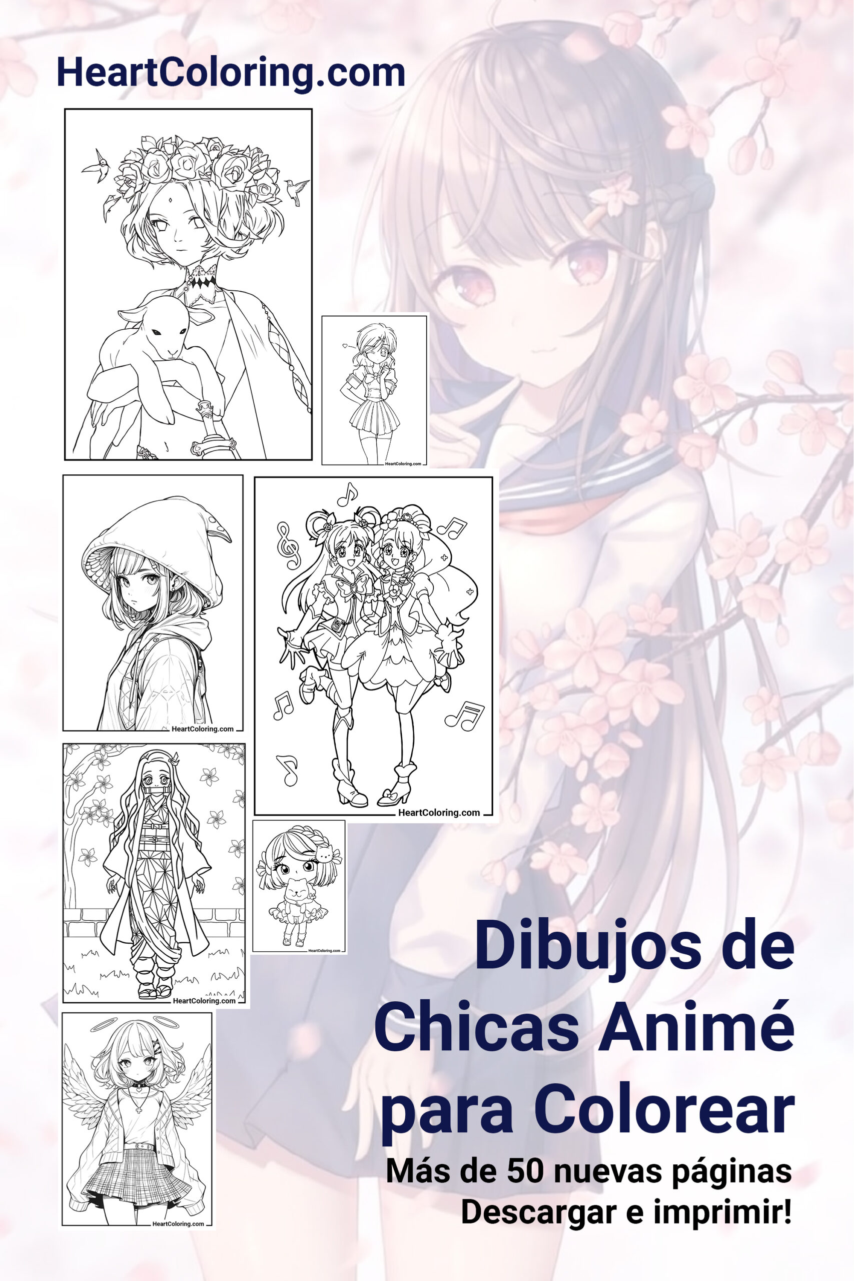 Colorear Chicas Anime para Imprimir en A4 | HeartColoring