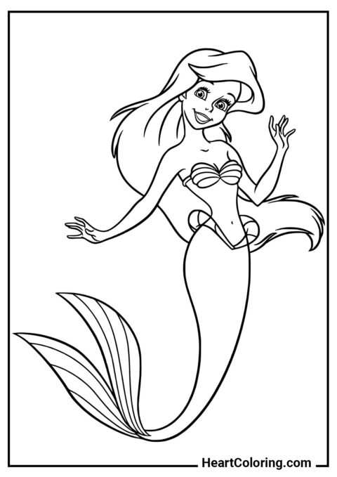 Ariel amigável - Desenhos do A Pequena Sereia para Colorir