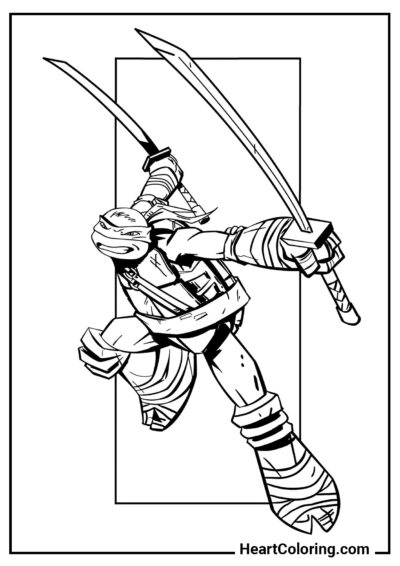 Leonardo - Coloriages de  Tortue Ninja