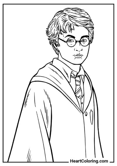 Harry Pensativo - Dibujos de Harry Potter para Colorear