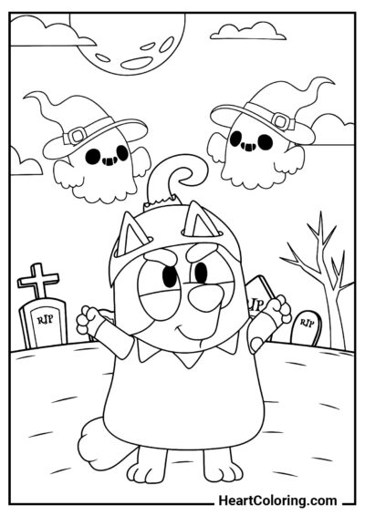 Costume d’Halloween de Bluey - Coloriages de Bluey