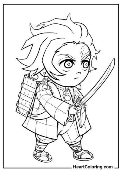 Chibi Tanjiro - Disegni di Demon slayer da Colorare