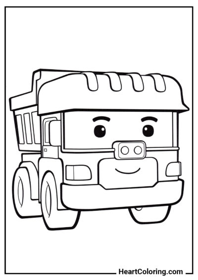 Caminhão Basculante - Desenhos de Robocar Poli para Colorir