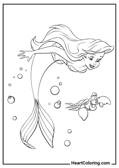 Walk with Sebastian - The Little Mermaid Coloring Pages
