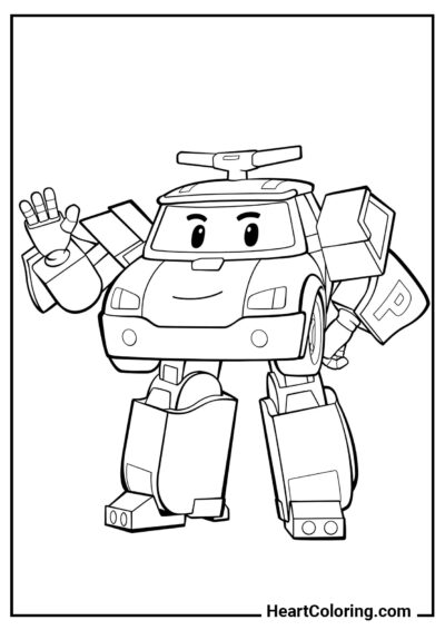 Greetings from Robocar Poli - Robocar Poli Coloring Pages