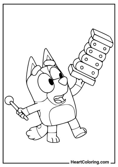 Cheerful musician - Bluey Coloring Pages
