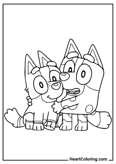 Bluey e Bingo - Desenhos de Bluey para Colorir