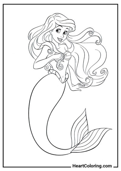 Princesa do Reino Subaquático - Desenhos do A Pequena Sereia para Colorir
