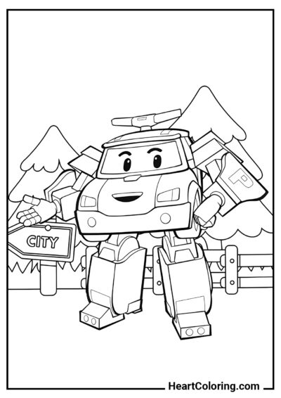 Excursion with Poli - Robocar Poli Coloring Pages