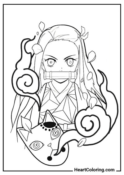 Serious Nezuko - Demon Slayer Coloring Pages