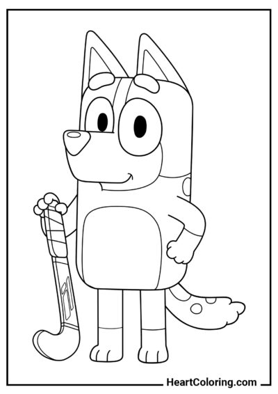 Bluey joueur de hockey - Coloriages de Bluey