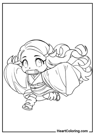 Little Nezuko - Demon Slayer Coloring Pages
