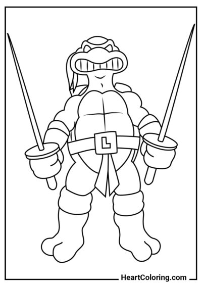 Léonard en Colère - Coloriages de  Tortue Ninja